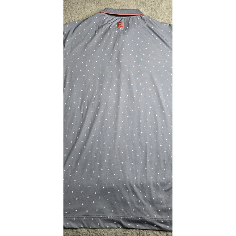 FJ Footjoy Performance Golf Shirt Push Play Gray All Over Print Mens Size L